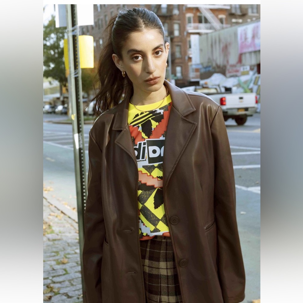 Faux leather blazer jacket